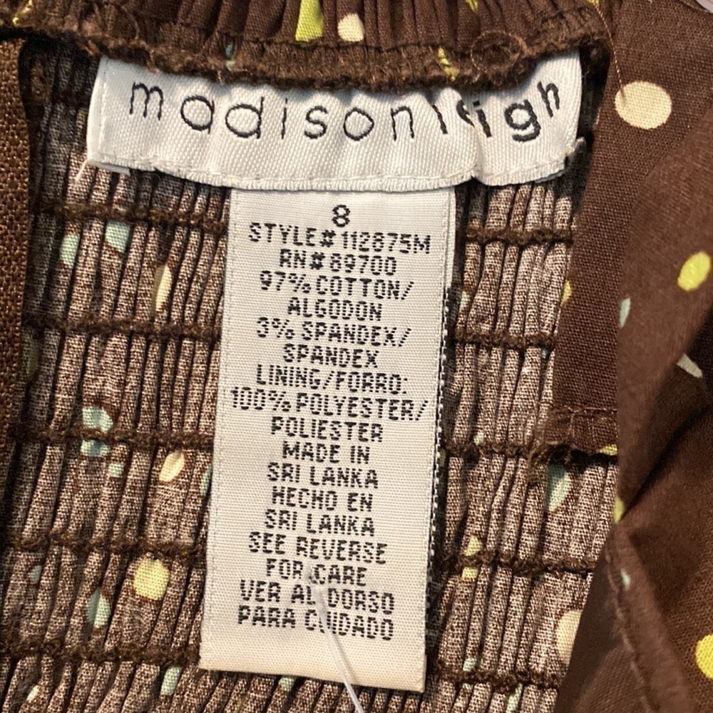 MADISON leigh brown dotted adjustable strap dress size 8 - Picture 6 of 8